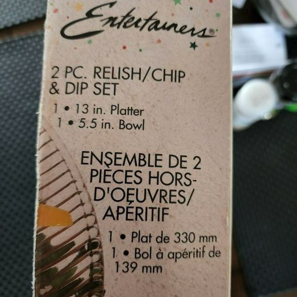 Vintage Anchor Hocking Entertainers Ribbed Glass Relish Chip And Dip Set 2 pcs - Picture 5 of 14